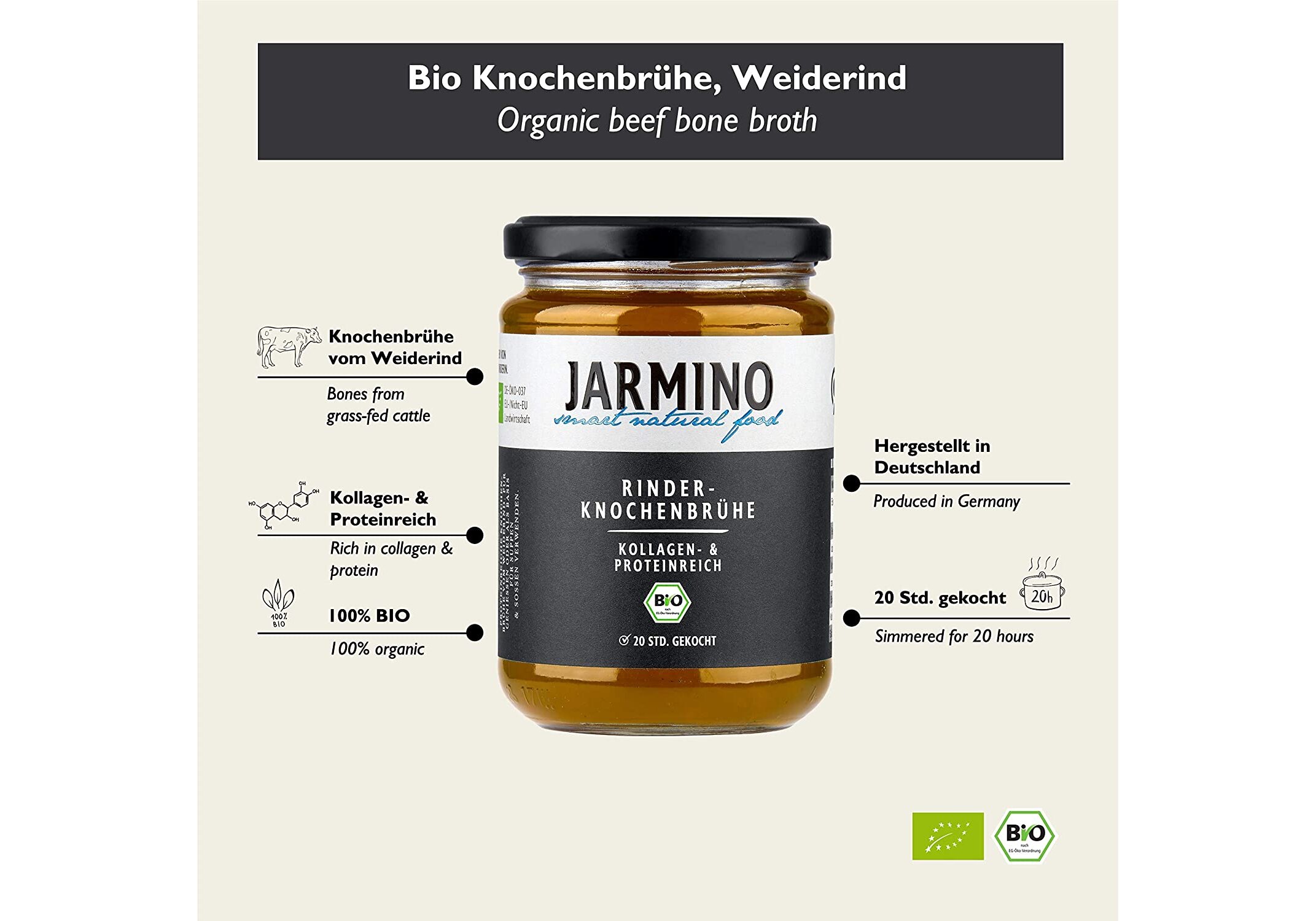Rinderknochenbrühe - Jarmino- smart natural food - 350ml